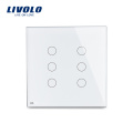 Livolo Weiß 125mm * 125mm US standard Doppelglasscheibe Zum Verkauf 6 Gang Wandschalter VL-C5-C3 / C3-11